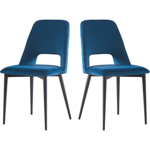 Lot de 2 Chaises en velours "Fedora" - Bleu foncé