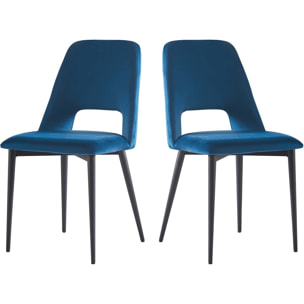 Lot de 2 Chaises en velours "Fedora" - Bleu foncé