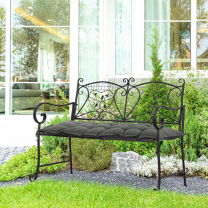 Cojín para Banco de Jardín Acolchado 100x40x10 cm Cojín Rectangular para Interior y Exterior con Relleno Grueso y Cintas de Sujeción Gris Oscuro