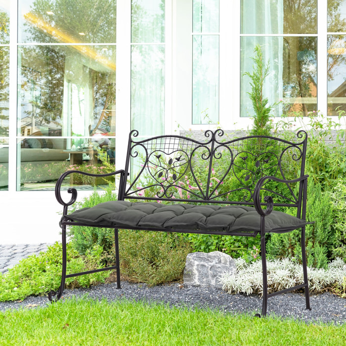 Cojín para Banco de Jardín Acolchado 100x40x10 cm Cojín Rectangular para Interior y Exterior con Relleno Grueso y Cintas de Sujeción Gris Oscuro