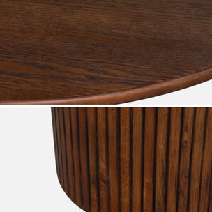 Table à manger ronde bois d'hévéa et placage chêne 4 places ESTELLE