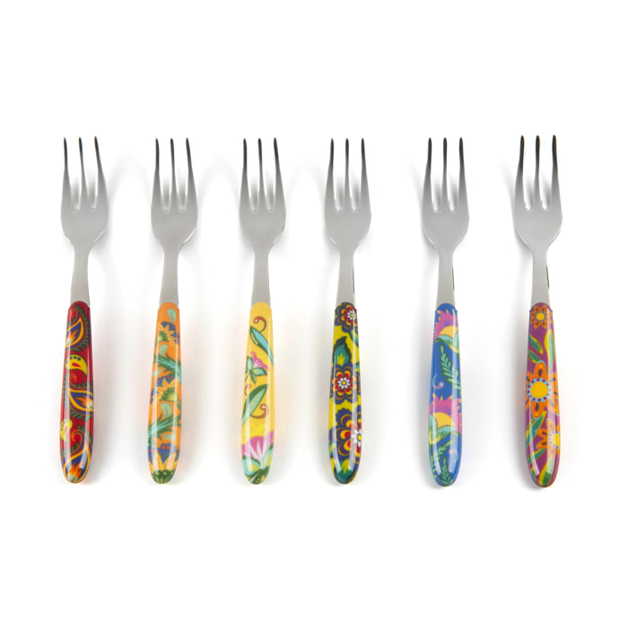 Set de 6 fourchettes à dessert Excelsa Gipsy Soul, en acier inox, Ø 15x2x 1,5 cm, multicolore