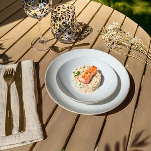 Lot de 6 coupelles en porcelaine blanche et liseré beige 15cm NUANCE