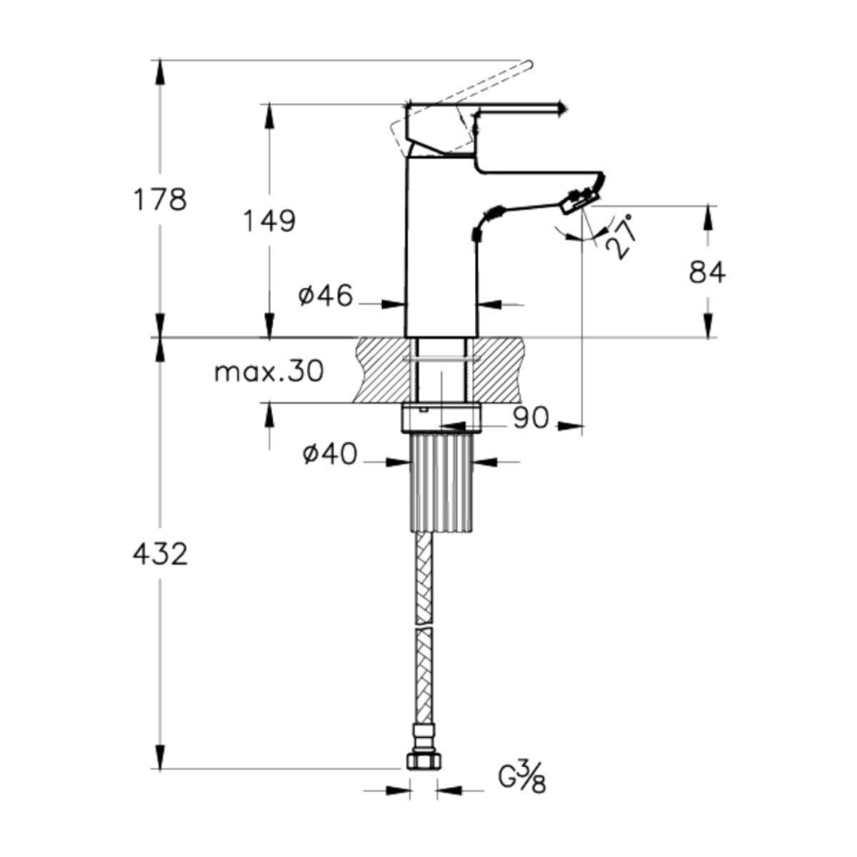 Flow Soft mitigeur de lavabo à levier, taille S, chrome (A42990)