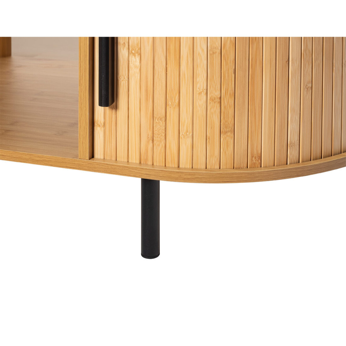 Kofu - table basse - bambou - 2 portes et 1 niche - 120 cm - Bois / Noir