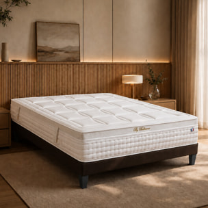 Ensemble Matelas Empereur & Sommier KIT15, 33 cm Mémoire de Forme et Gel Thermorégulateur, technologie Tri-Lattes, Soutien Ferme