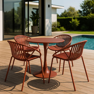 Ensemble de jardin table et 4 fauteuils en polypropylène brique CALYPSO