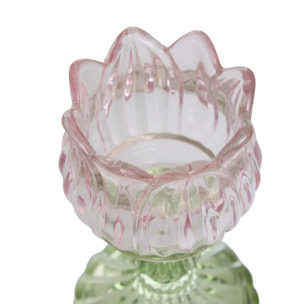 2 Photophores Fleurs Rose et Blanche 8x8x17cm