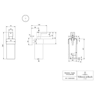 Porte-verre + Distributeur de savon + Barre porte-serviettes VILLEROY & BOCH Elements Tender