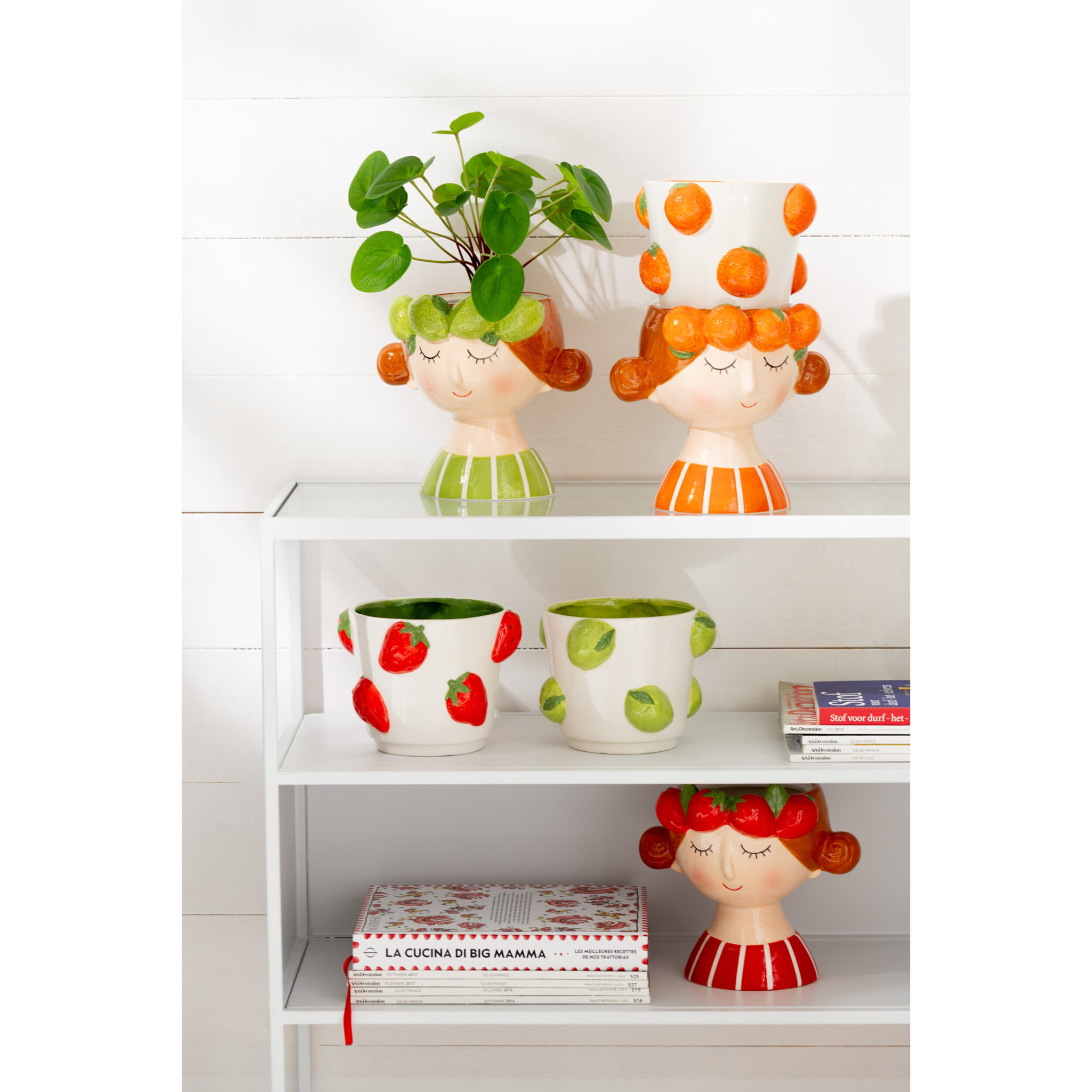 J-Line cache-pot 2 Parties Fille - céramique - orange