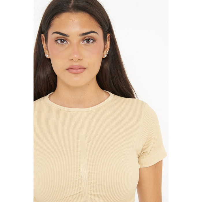 Maglia crop in nylon a maniche corte per yoga o allenamento Way