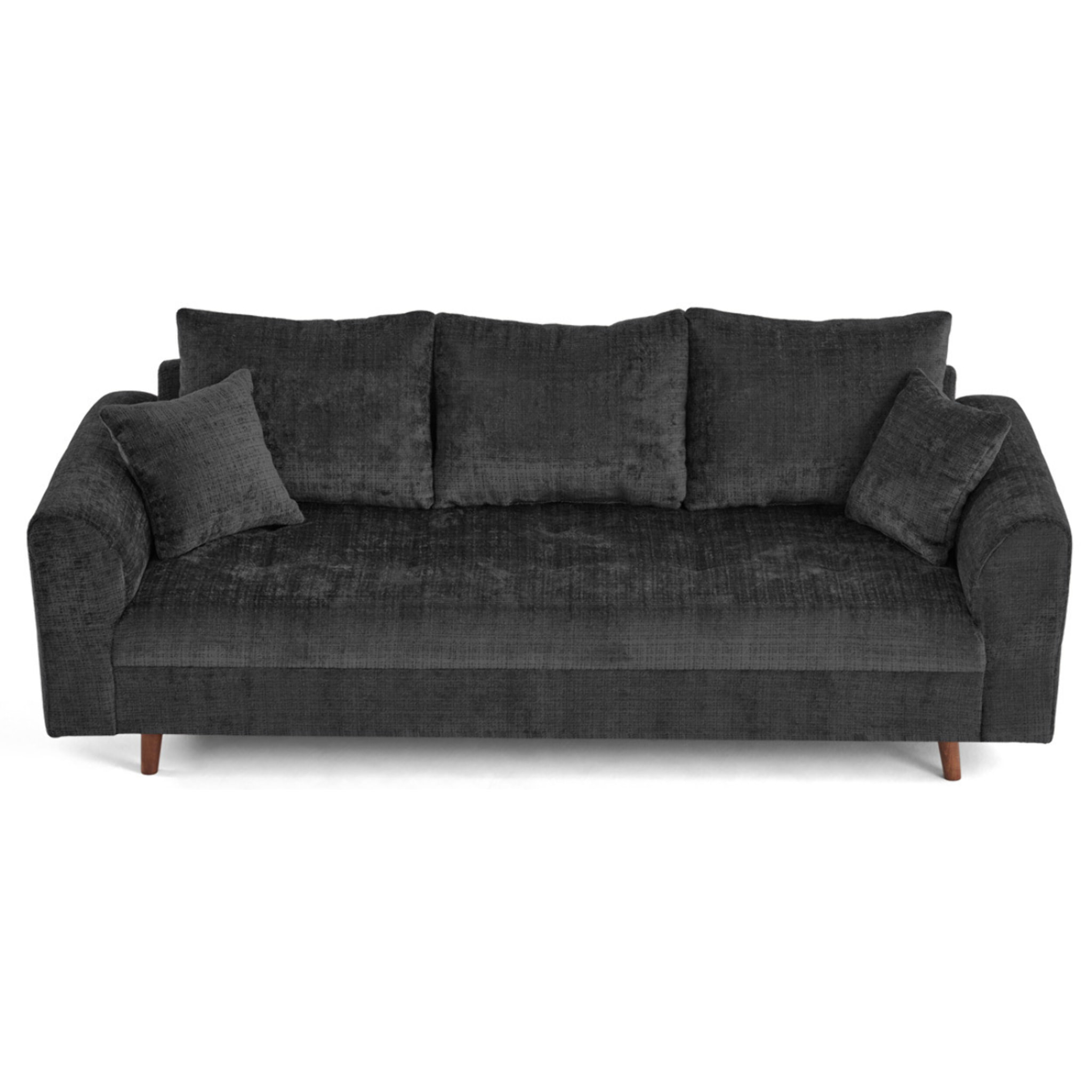 Rune - canapé droit 3 places en velours texturé - Gris Anthracite