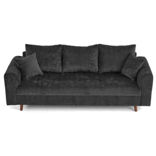 Rune - canapé droit 3 places en velours texturé - Gris Anthracite