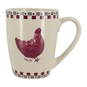 Lot de 6 mugs 38cl en grès avec décor campagne GALLINA