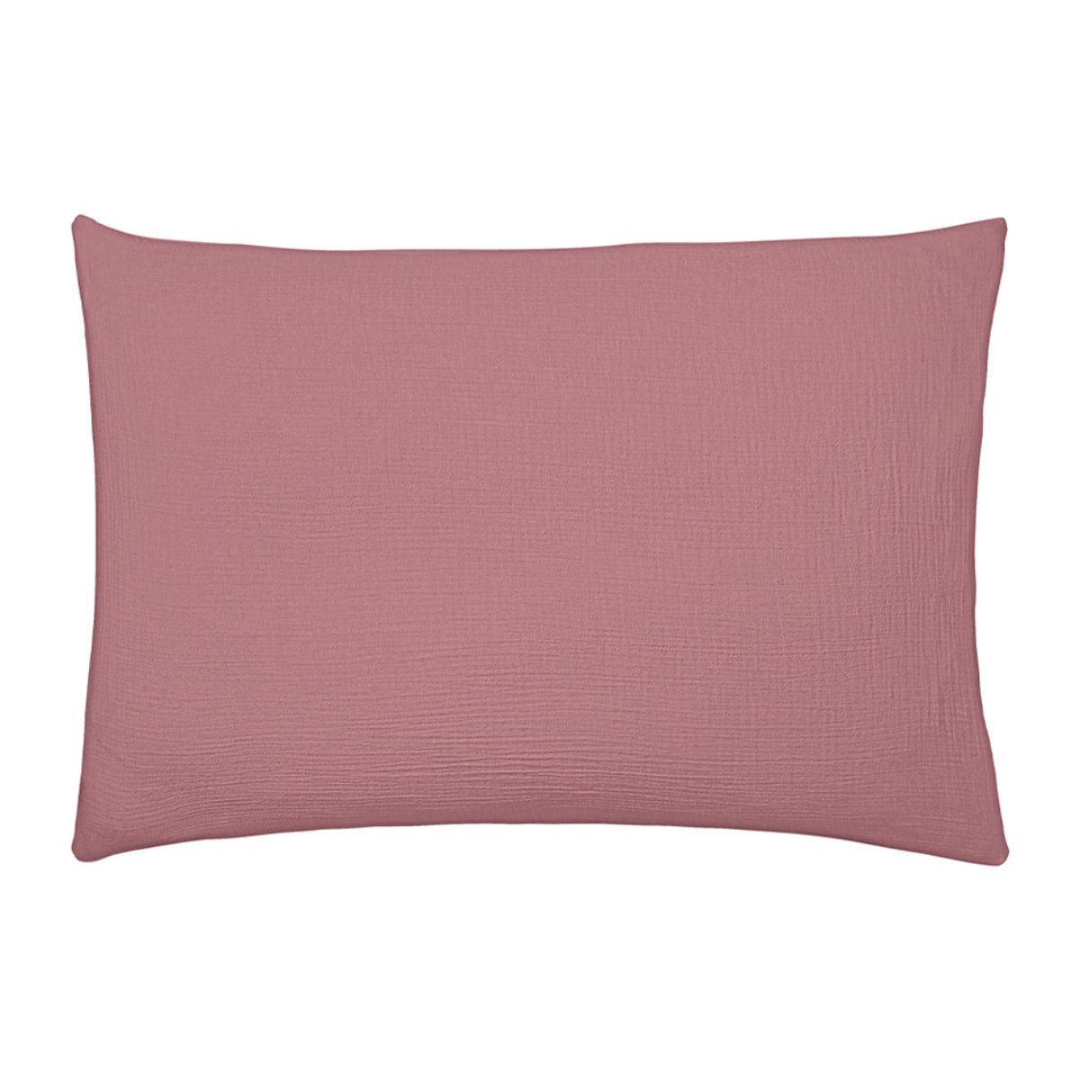 Taie d'oreiller unie en gaze de coton lavée, TENDRESSE, Rose Canyon