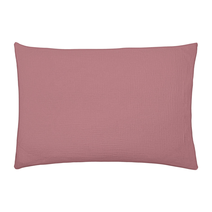 Taie d'oreiller unie en gaze de coton lavée, TENDRESSE, Rose Canyon