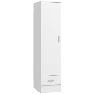 HOMCOM Armario Dormitorio Moderno, Armario Ropero con Barra para Colgar, Cajón, Estante Superior, 40x52x170 cm, Blanco