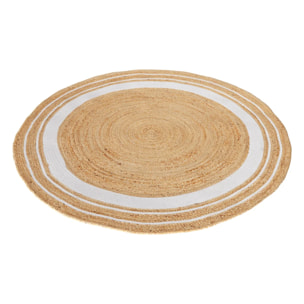 Tapis rond en jute naturel et blanc D150 cm - Anaïs