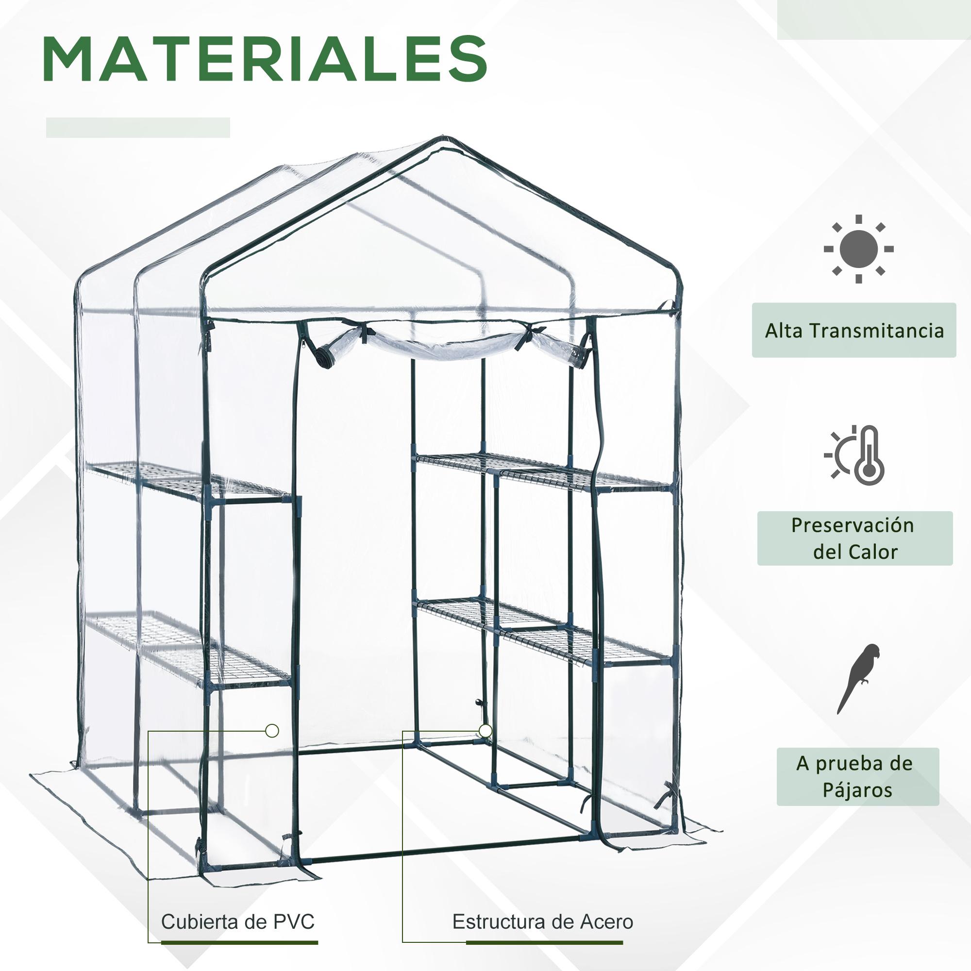 Invernadero Transparente de Jardín Vivero Casero Plantas 3 Pisos 143x143x195cm