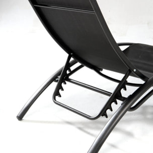 VERGARA Transat ajustable et empilable avec pieds en acier noir