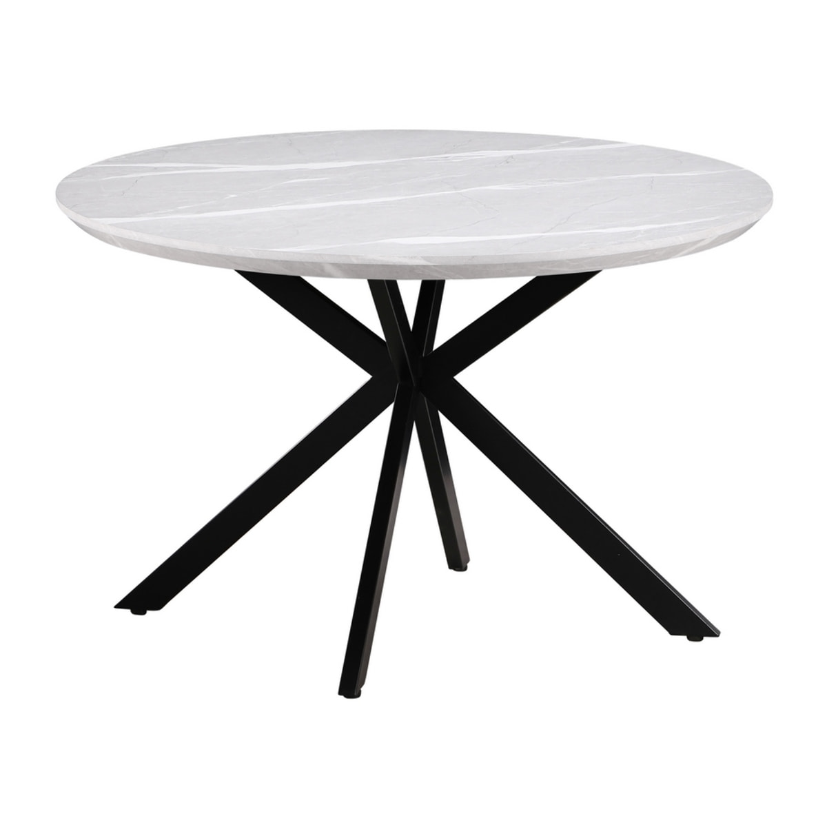 Tavolo tondo 120 cm top effetto marmo chiaro e gambe nere - Gabry