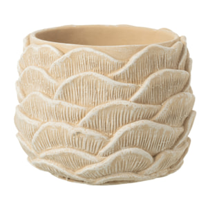 J-Line cache-pot Rond Relief - céramique - beige - small
