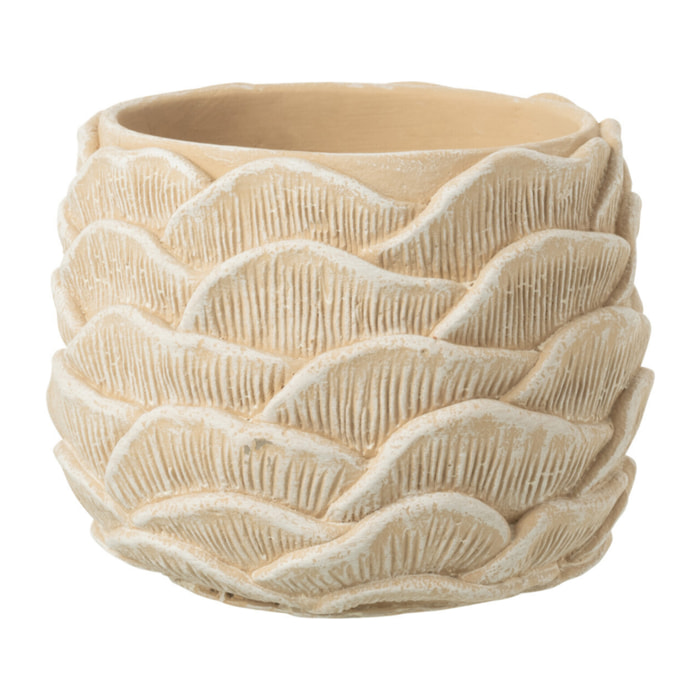 J-Line cache-pot Rond Relief - céramique - beige - small