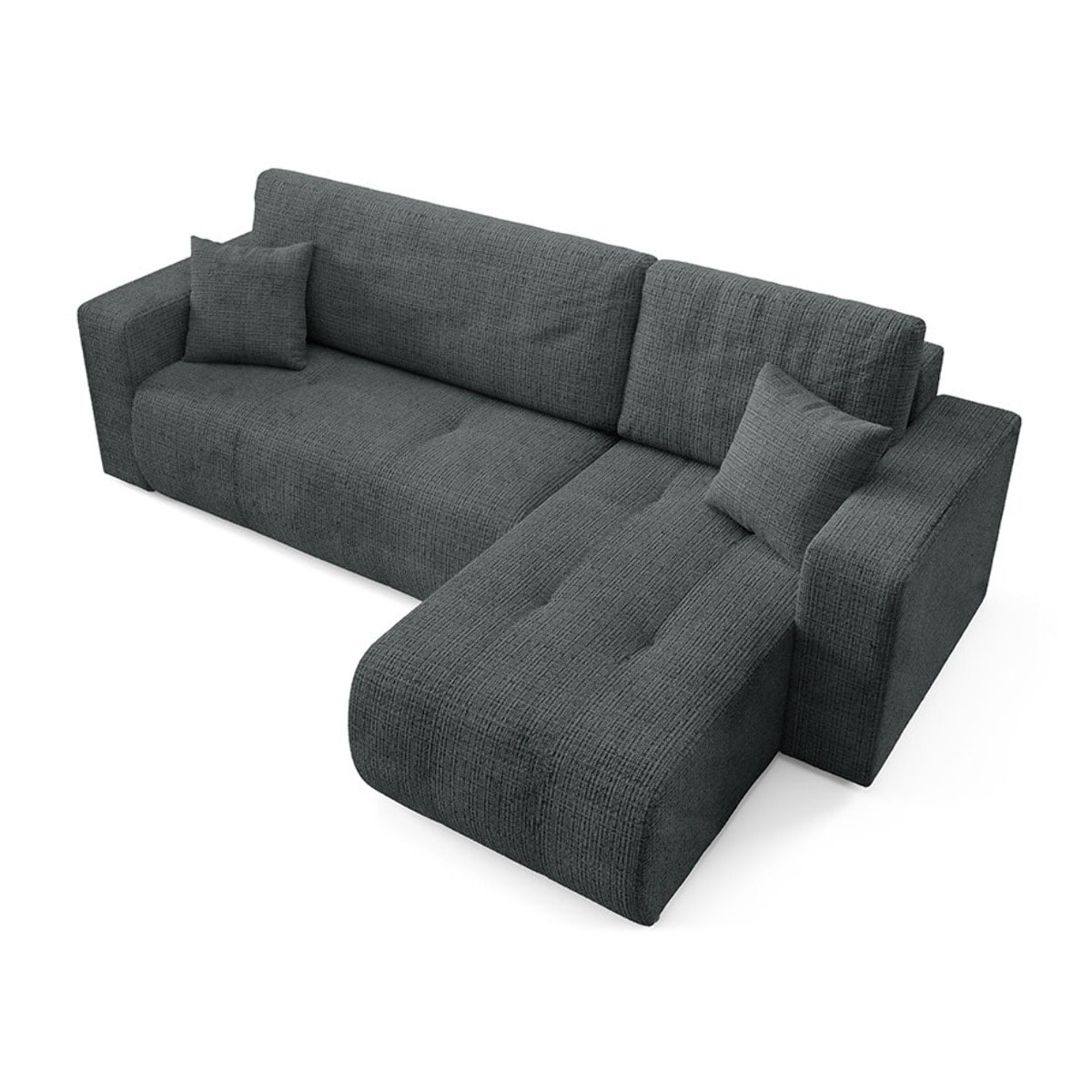 AURORE - Canapé d'angle droit 3 places en tissu texturé gris foncé