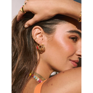 Pendiente Suelto Aro Chili Enamel Plata Baño Oro