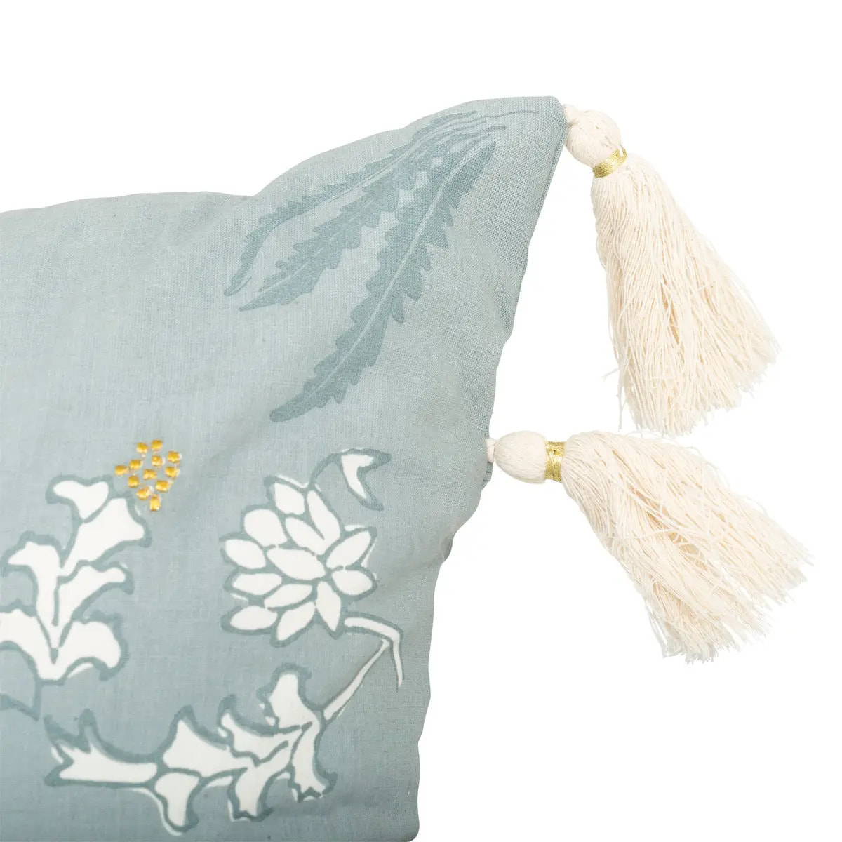 Coussin brodé "Wild" vert céladon 58x38cm