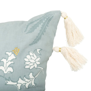 Coussin brodé "Wild" vert céladon 58x38cm