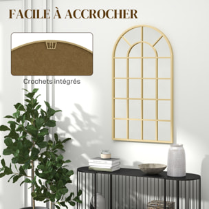 Miroir mural aspect verrière style classique chic - 65L x 110H cm - métal doré verre 3 mm