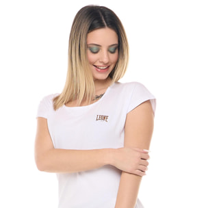 T-shirt donna Leone 1947 Apparel in cotone elasticizzato con logo dorato.