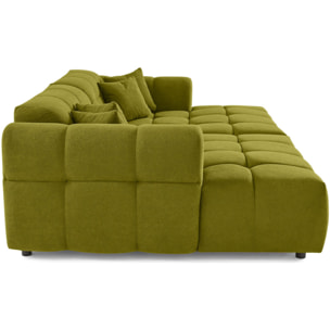 Ray - canapé droit 4 places avec double méridienne - assise profonde - en tissu texturé - Vert