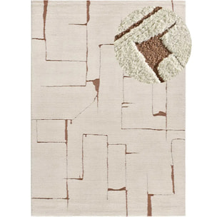 CANDELA Alfombra pelo corto étnica con relieve en crema y terracota, varias medidas disponibles