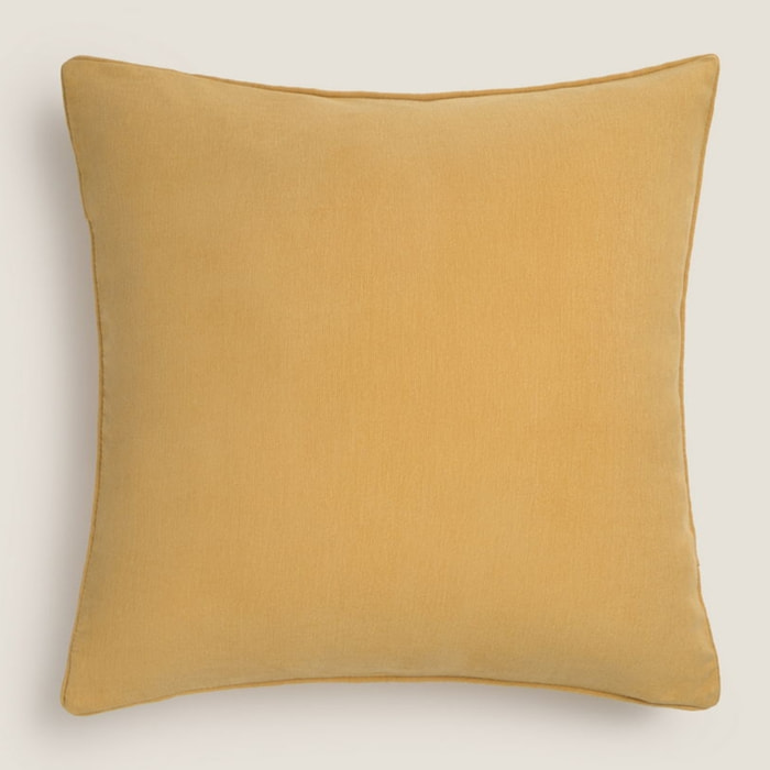 Funda de cojín terciopelo Pupi color amarillo Algodón