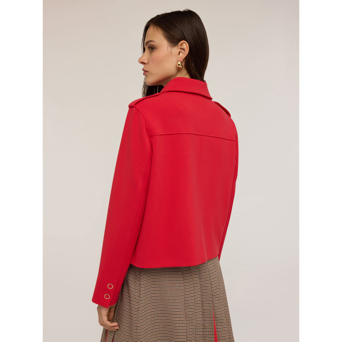 Motivi - Chaqueta de mezcla de viscosa con solapas - Rojo