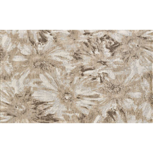 Tappeto Lavabile Disegno Floreale Tortora