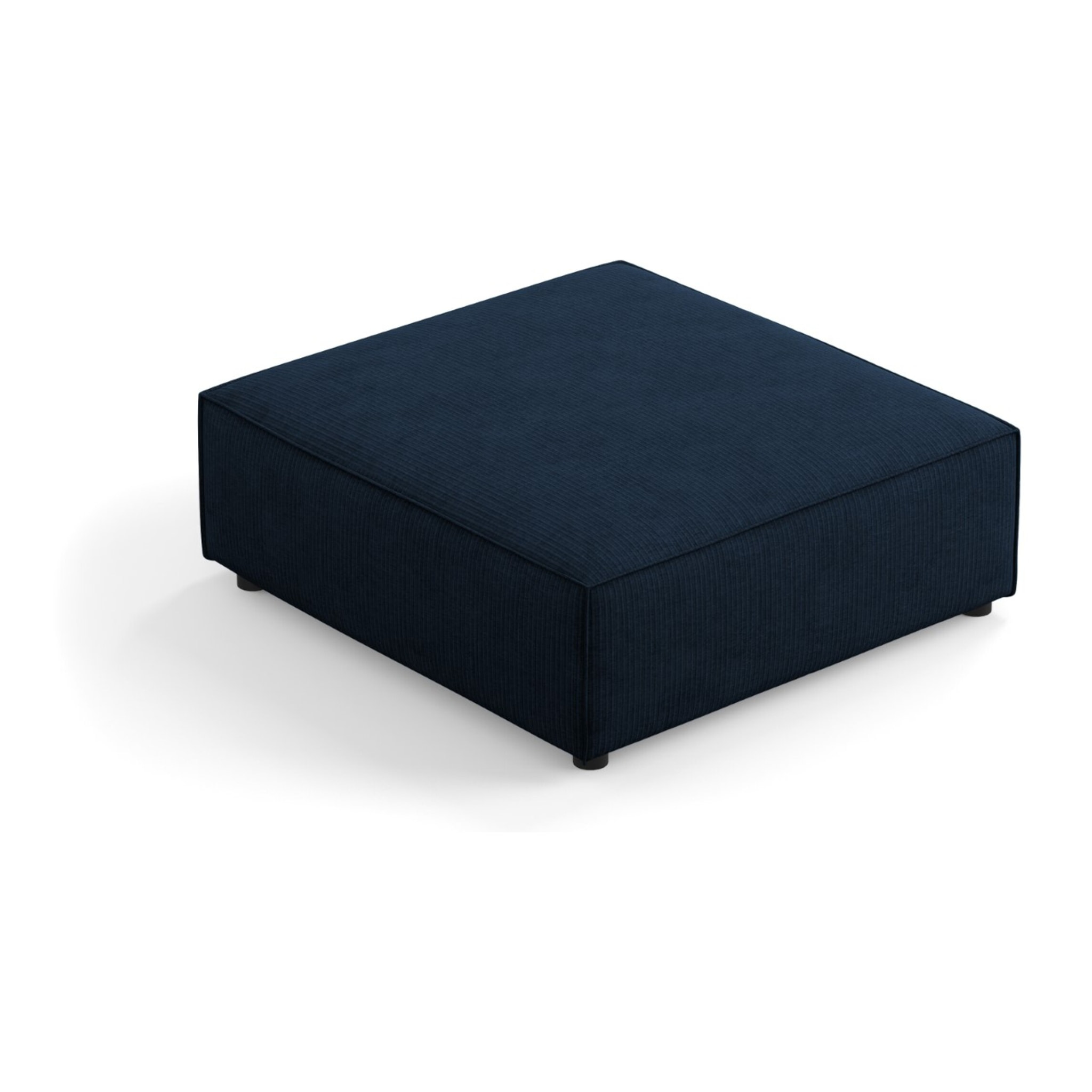 Pouf "Arendal" en chenille avec un effet côtelé bleu roi
