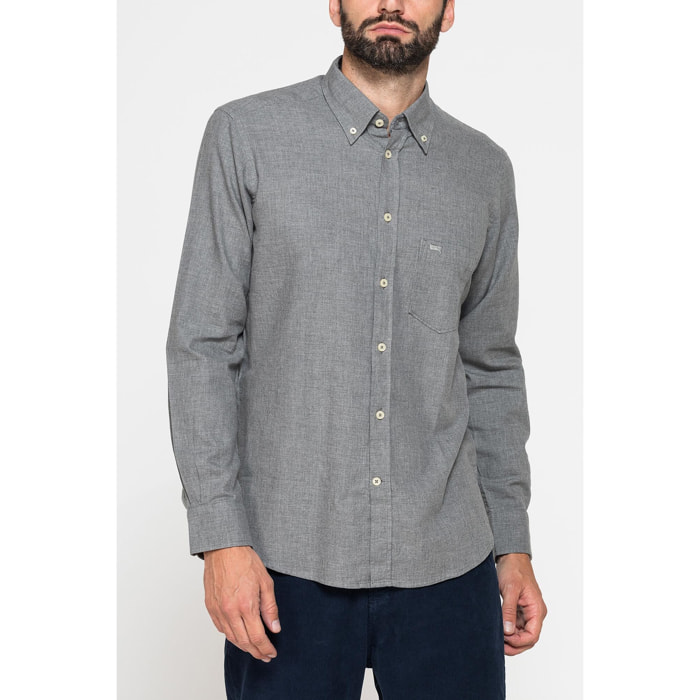 CAMICIA DI FLANELLA IN COLORI TINTA UNITA CON TASCHINO