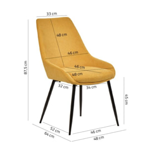 Chaise en tissu avec pieds fins en métal noir - 4 coloris - MONDO
