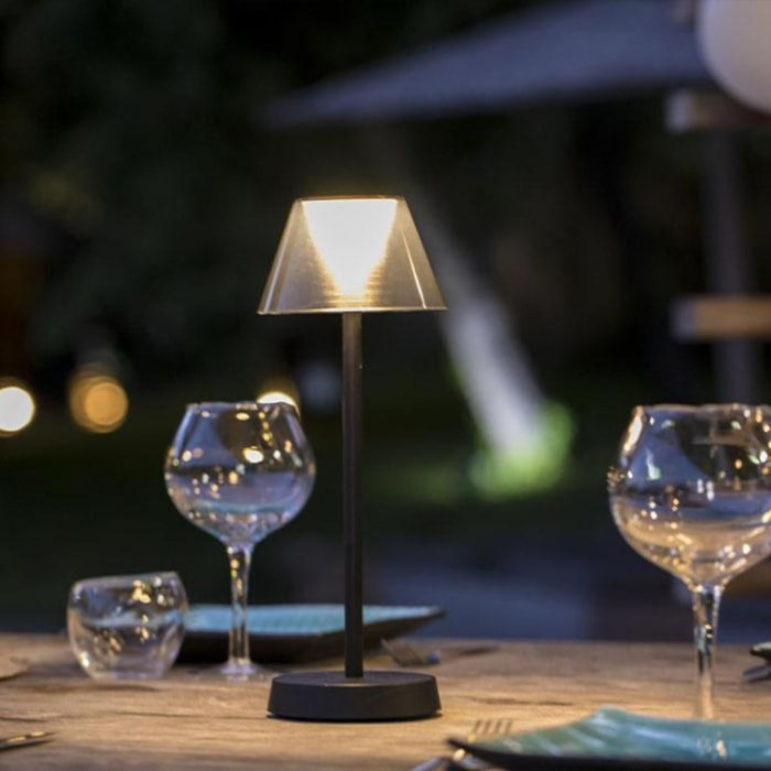 Lampe de table sans fil LED BEVERLY BLACK H34CM