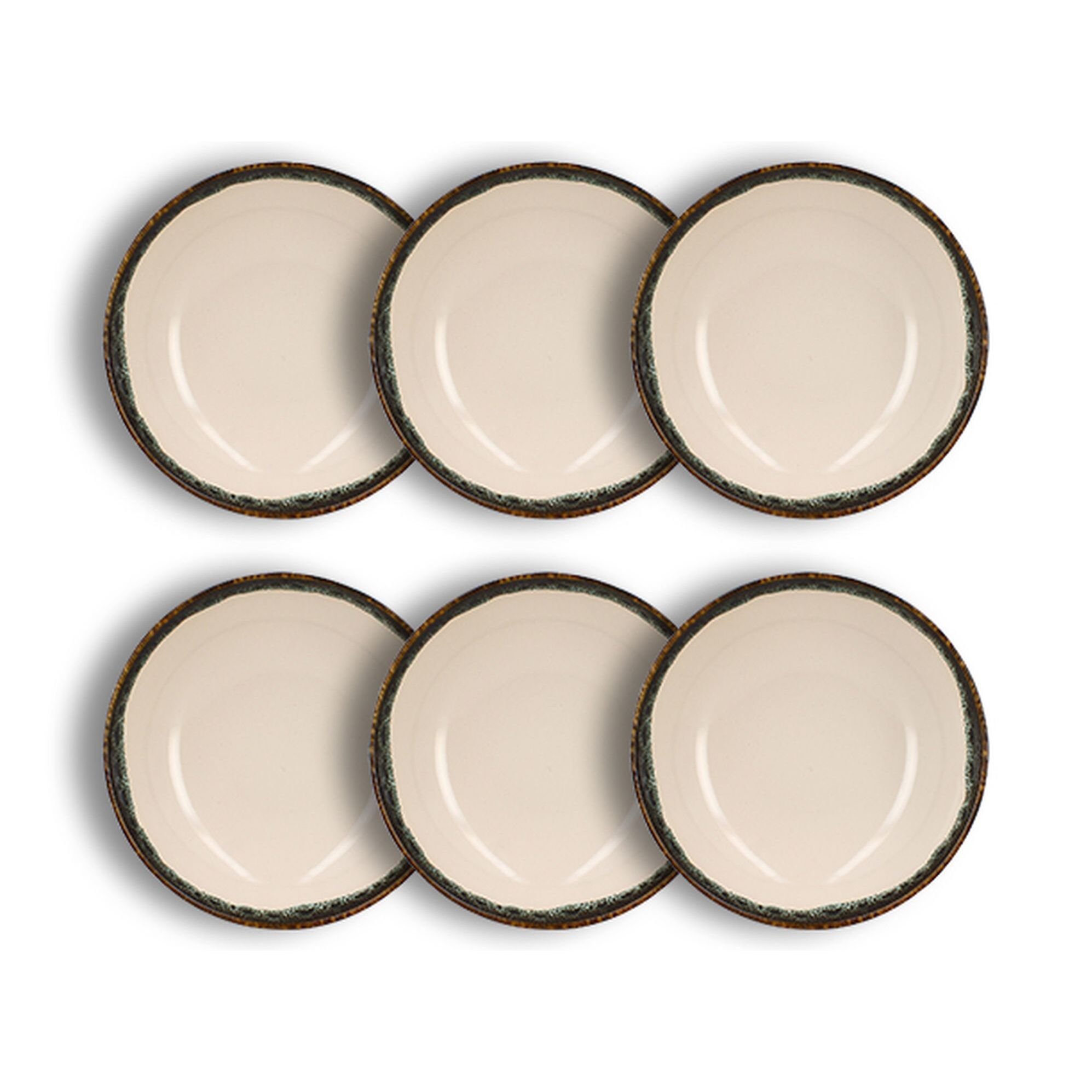 Lot de 6 assiettes creuses atome 21cm en faience beige ATOME