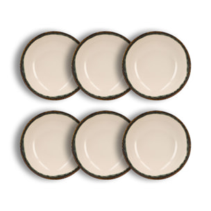 Lot de 6 assiettes creuses atome 21cm en faience beige ATOME
