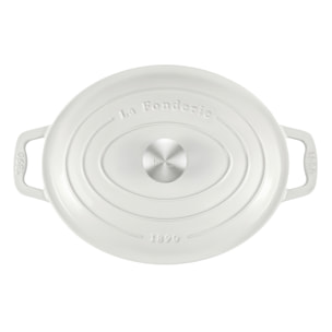 La Fonderie 1890 IENA36, Cacerola de hierro fundido, 36cm, capacidad 7,7L, beige, compatible con todos los fuegos, inducción, gas, parrilla, horno.