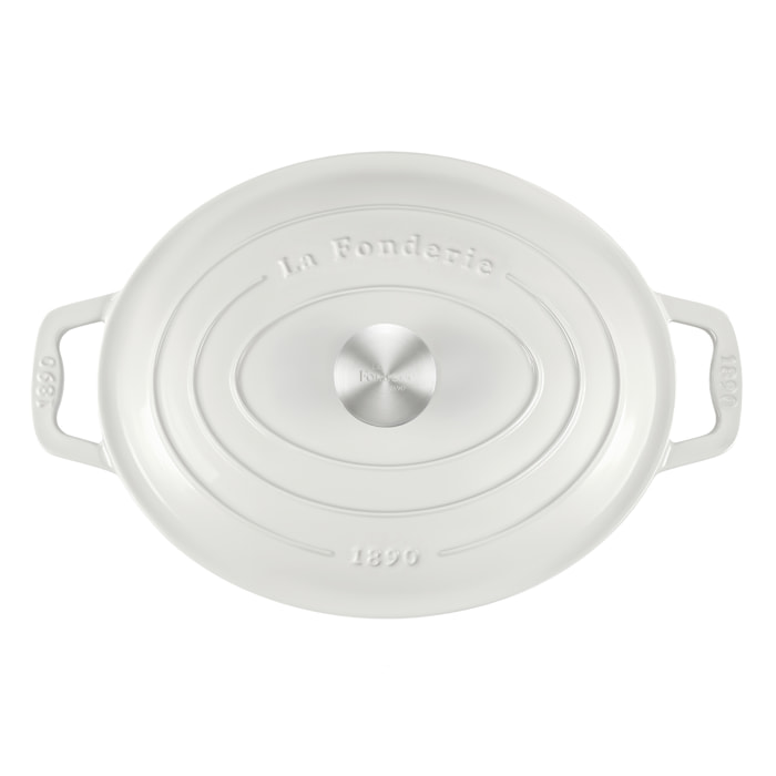 La Fonderie 1890 IENA36, Cacerola de hierro fundido, 36cm, capacidad 7,7L, beige, compatible con todos los fuegos, inducción, gas, parrilla, horno.