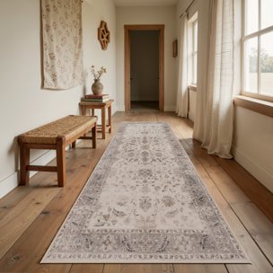 INKA - Tapis beige à poils courts doux à motif oriental