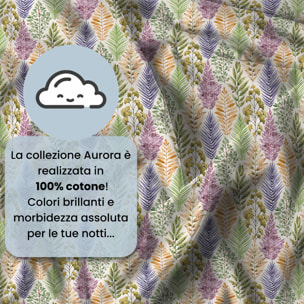 PARURE COPRIPIUMINO MATRIMONIALE AURORA STAMPA DIGITALE -100% cotone Made in Italy