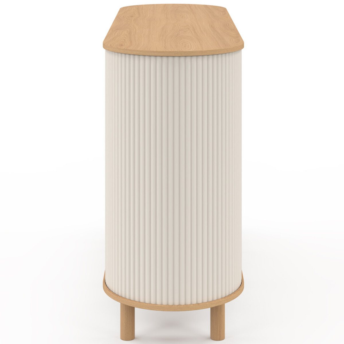 Buffet Kanel 2 portes beige effet cannelé 140cm