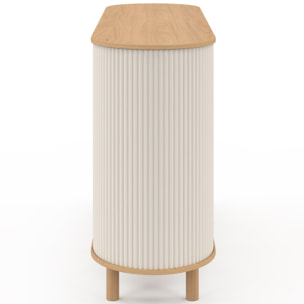 Buffet Kanel 2 portes beige effet cannelé 140cm